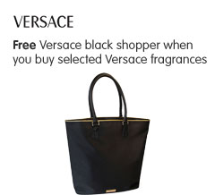 Free Versace black shopper when you buy selected Versace fragrances